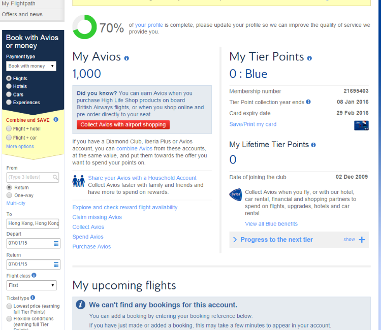 British Airways TopMiles