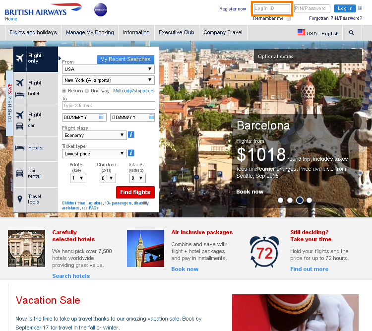 British Airways Login