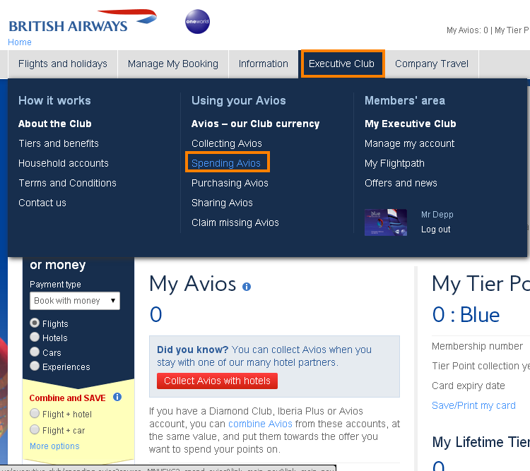 british airways staff travel log in