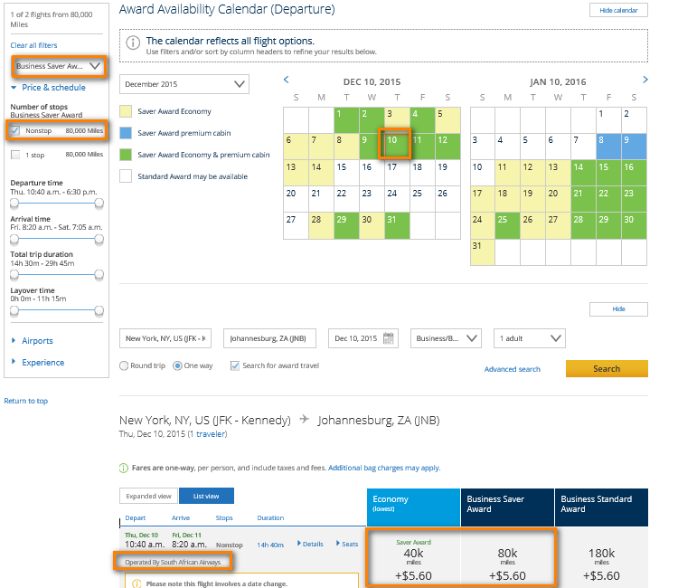 South African Airways Flight