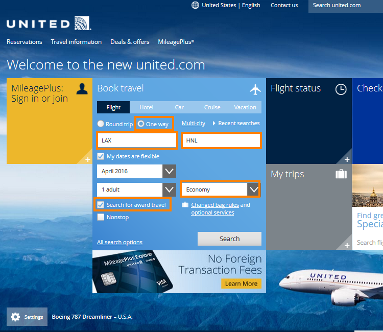 united airlines award travel phone number