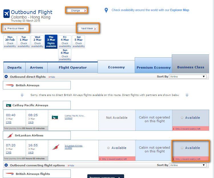 Sri Lanka Airlines dates