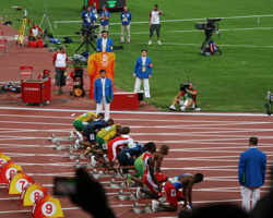 Watching Usain Bolt win the 100m final in the Beijing 2008 Olympic Games